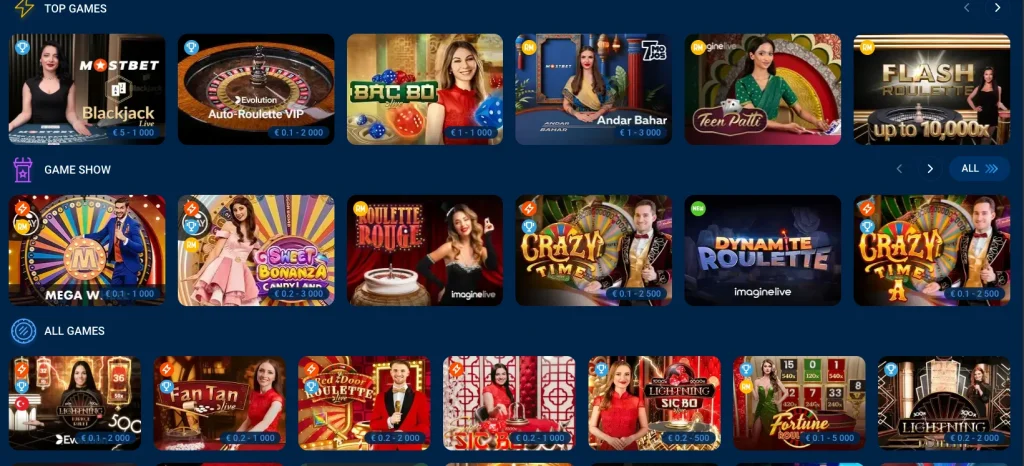 Live Casino Games at Mostbet